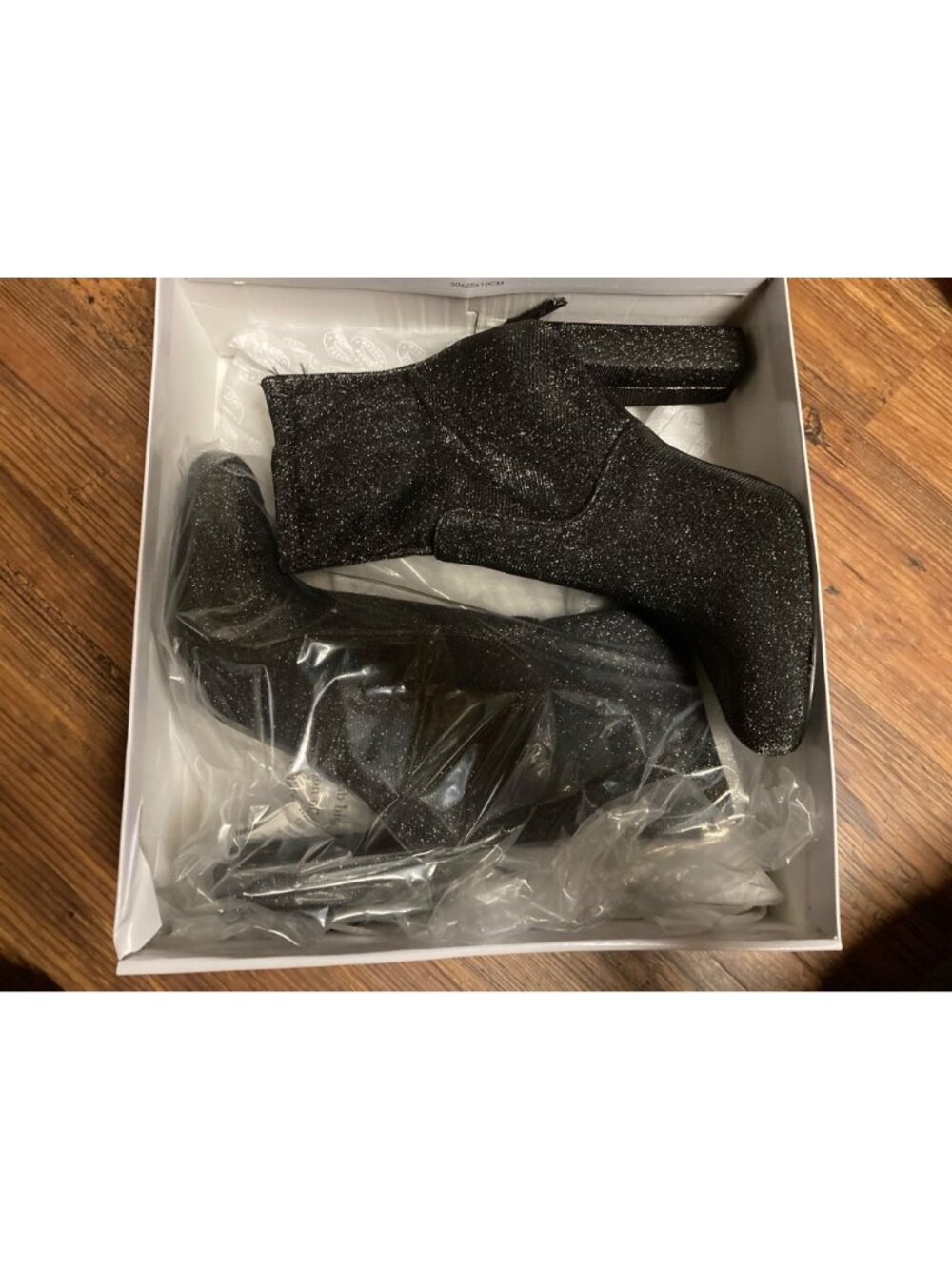 Steve Madden Black Metallic Stretch Ankle Booties Size 8 US - New in Box - Picture 2 of 5